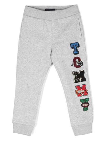 Shop Tommy Hilfiger Junior Logo-print Track Pants In Grey