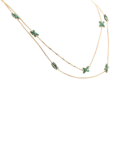 Pre-owned Chaumet Rose Gold Jeux De Liens Malachite And Diamond Necklace In Pink