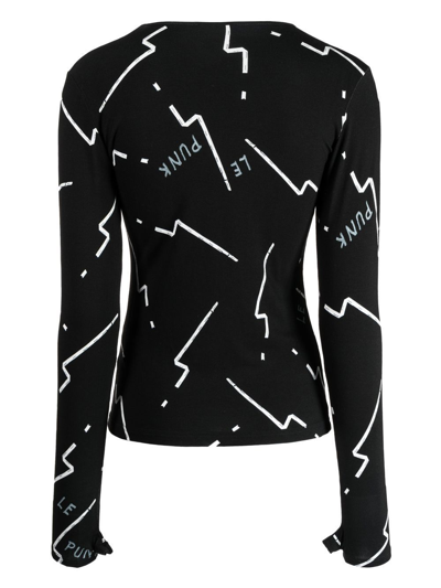 Shop Agnès B. Lightning-bolt Long-sleeve T-shirt In Black