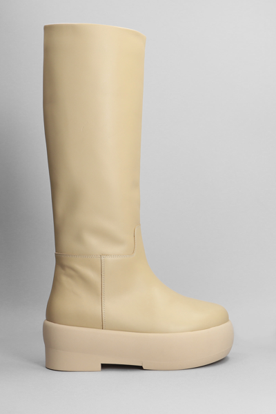 Shop Gia Borghini Gia 16 Low Heels Boots In Beige Leather