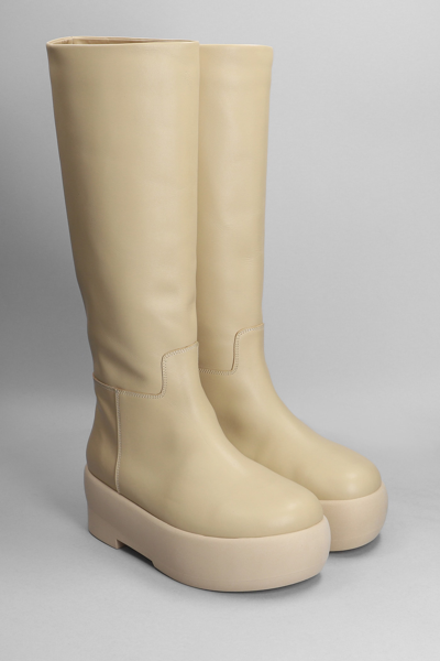 Shop Gia Borghini Gia 16 Low Heels Boots In Beige Leather