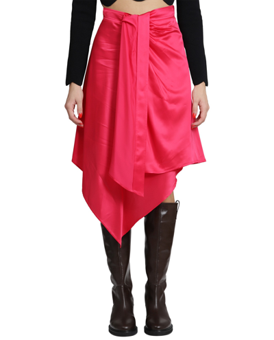 Shop Jw Anderson Pink Twisted Asymmetric Skirt In Red