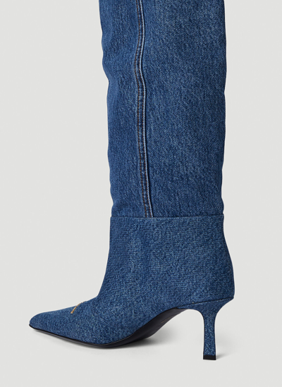 Shop Alexander Wang Viola Slouch Denim Boots In Blue