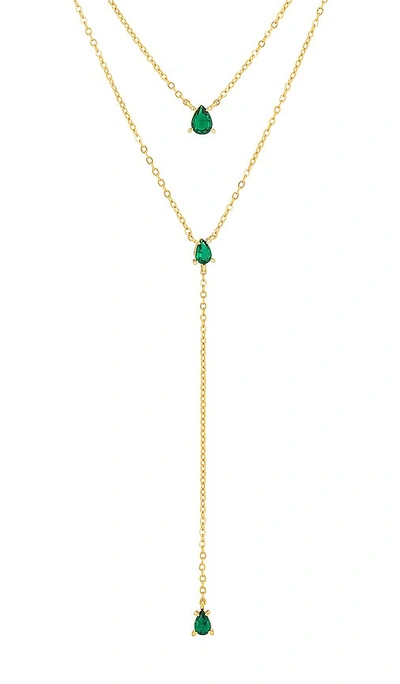 Bracha Esmeralda Lariat Necklace In Gold & Emerald