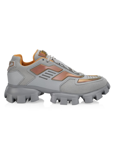 Shop Prada Men's Cloudbust Thunder Lug-sole Sneakers In Acciaio