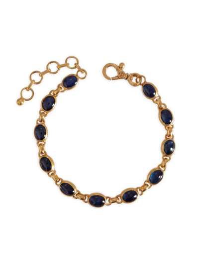 Shop Gurhan Women's Rune 24k & 22k Yellow Gold & Blue Sapphire Bracelet