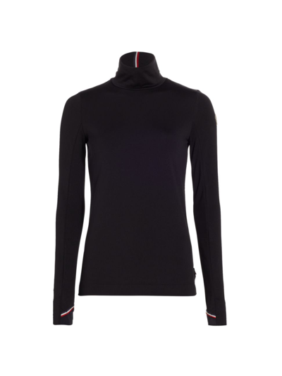Shop Moncler Women's Grenoble Jersey Turtleneck Top In Black
