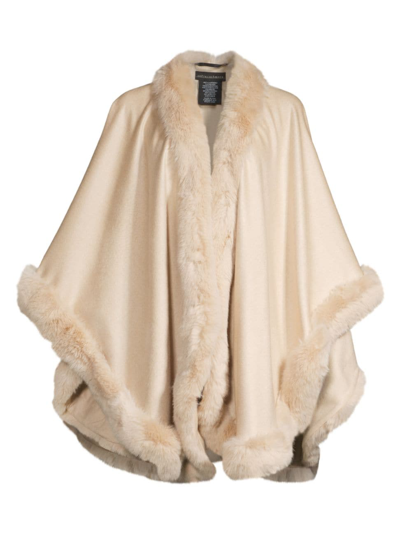 Shop Sofia Cashmere Women's Faux Fur & Cashmere U-cape In Tan