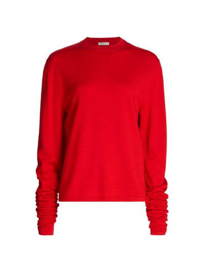 Shop The Row Women's Chady Wool Elongated-sleeve Sweater In Crimson Red