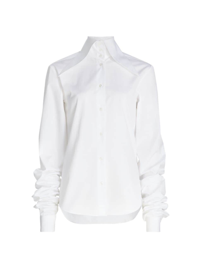 The Row Ace Button-front Shirt W/ Elongated Sleeves In White 