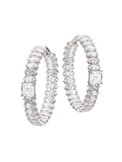 Shop Adriana Orsini Women's Glitz Sterling Silver & Cubic Zirconia Inside-out Hoop Earrings