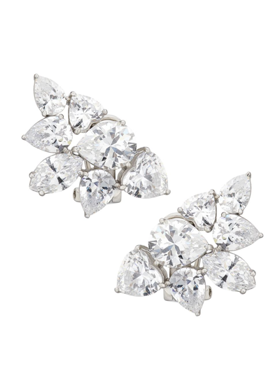 Shop Adriana Orsini Women's Glitz Sterling Silver & Cubic Zirconia Cluster Earrings