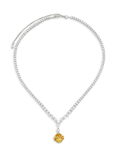Shop Adriana Orsini Women's Saffron Sterling Silver & Cubic Zirconia Collar Pendant Necklace