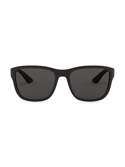 Shop Prada Men's 01us 55mm Square Sunglasses In Black Grey