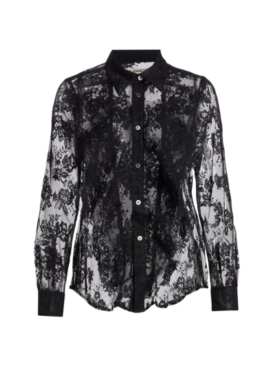Shop Comme Des Garçons Women's Ruffled Lace Shirt In Black