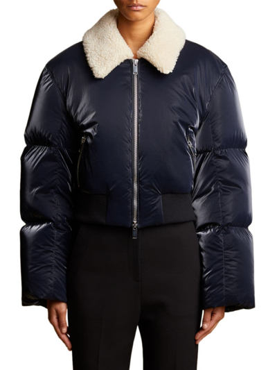 Shop Khaite Women's Milton Sherpa-collar Puffer Jacket In Navy