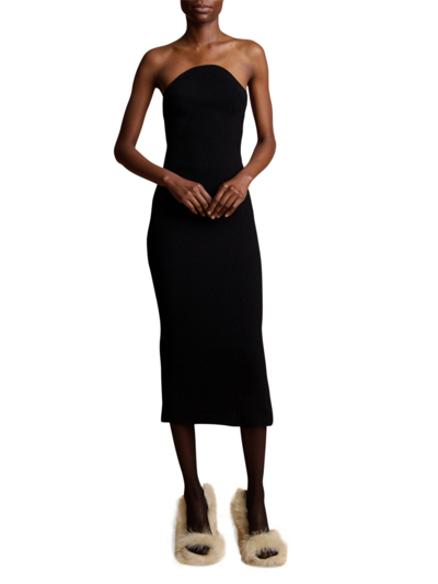 Shop Khaite Women's Rumer Strapless Ribbed Midi-dress In Black