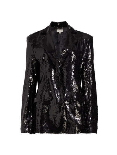 Shop Ronny Kobo Women's Chessy Notched Sequin Blazer In Black