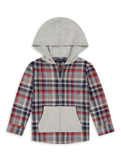 Shop Andy & Evan Little Boy's & Boy's Hooded Plaid Flannel Shirt In Red