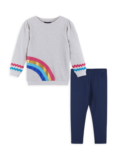 Shop Andy & Evan Little Girl's & Girl's Rainbow Two-piece Leggings Set In Grey