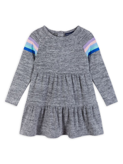 Shop Andy & Evan Little Girl's Striped Tiered Dress In Grey