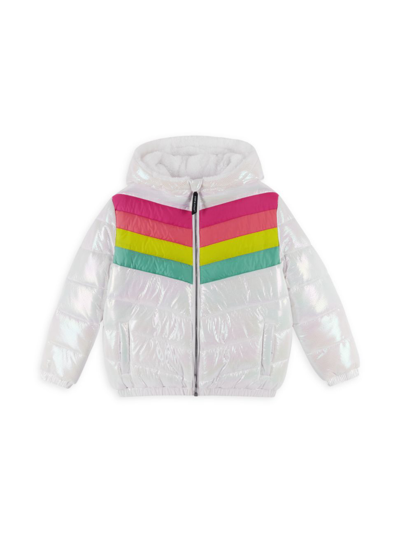 Shop Andy & Evan Little Girl's & Girl's Iridescent Puffer Jacket In White
