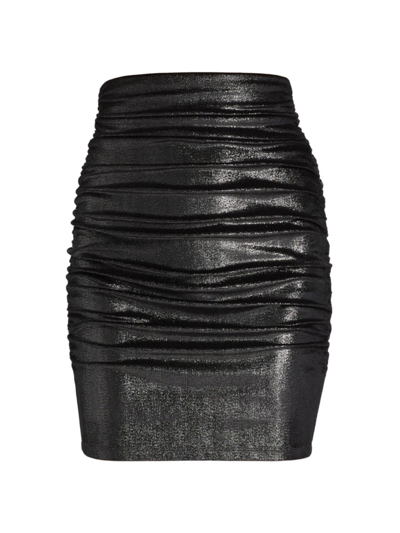 Shop Susana Monaco Women's Glittery Ruched Miniskirt In Black