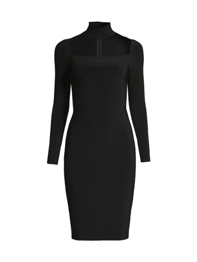 Shop Norma Kamali Women's Turtleneck Cut-out Body-con Dress In Black