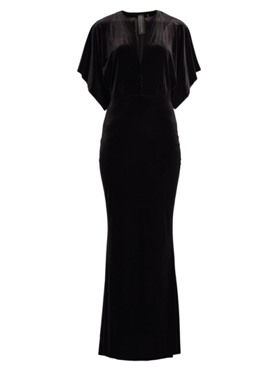 Shop Norma Kamali Women's Obie Velour Gown In Black