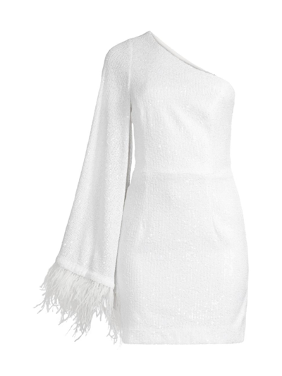 Shop Rebecca Vallance Women's Bridal Davina Asymmetric Sequin Feather Minidress In Ivory