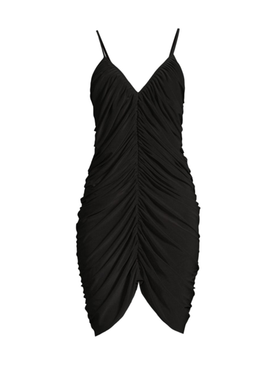 Shop Norma Kamali Women's Diana Ruched Slip Dress In Black
