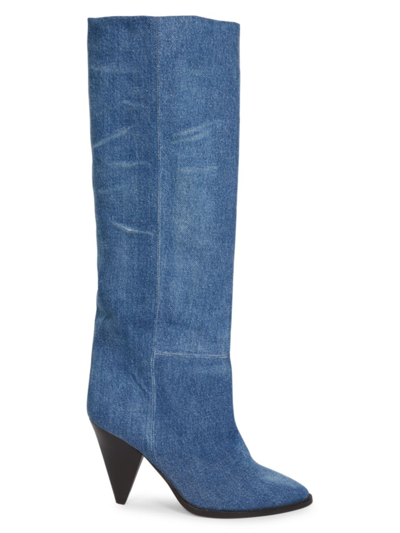 Shop Isabel Marant Women's Ririo Denim Tall Boots In Light Blue