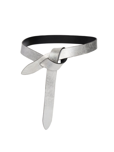 Shop Isabel Marant Women's Lecce Leather Wrap Belt In Silver Black