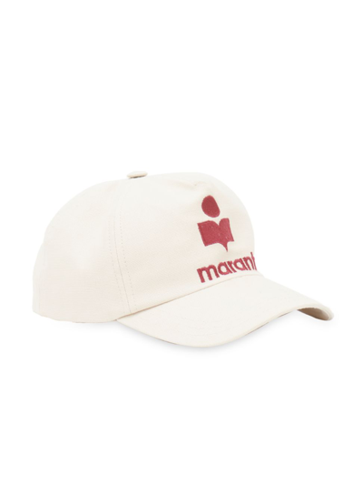 Shop Isabel Marant Women's Tyron Logo Canvas Baseball Cap In Red White