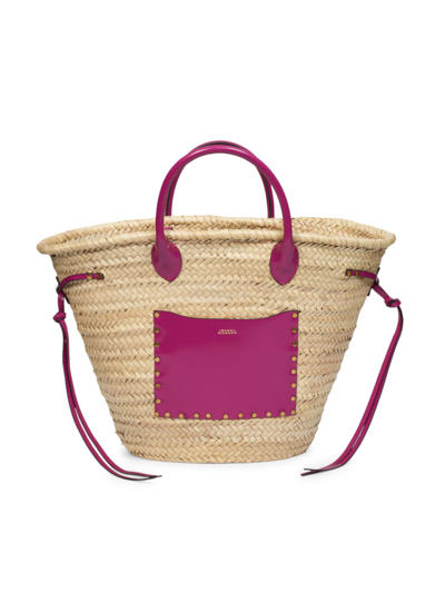 Shop Isabel Marant Women's Cadix Woven Straw Tote In Natural Orchid