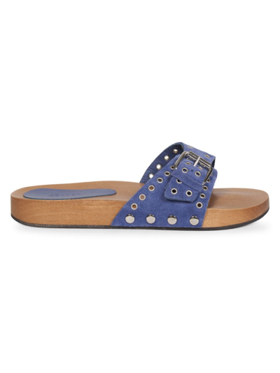 Shop Isabel Marant Women's Jaso Suede Grommet Sandals In Faded Blue