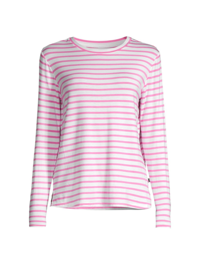 Shop Addison Bay Women's Everyday Long-sleeve Striped Top In Peony Stripe