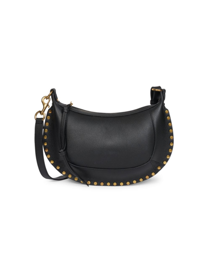 Shop Isabel Marant Women's Oskan Moon Leather Studded Shoulder Bag In Black