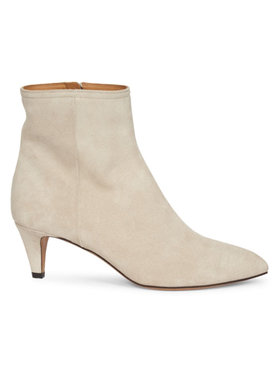 Shop Isabel Marant Women's Deone Suede Ankle Boots In Chalk