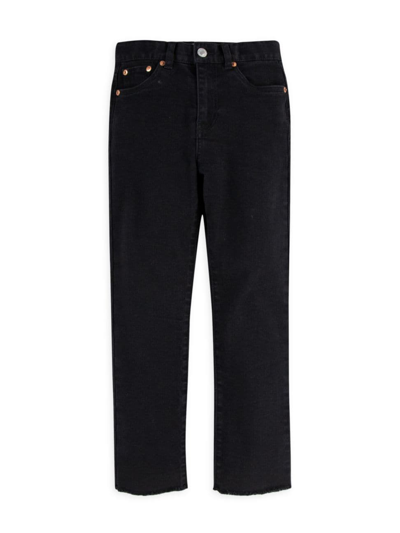 Shop Levi's Little Girl's & Girl's High Rise Ankle Straight Jeans In Soft Black