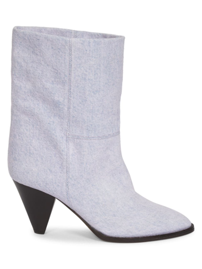 Shop Isabel Marant Women's Rouxa Denim Ankle Boots In Lilac