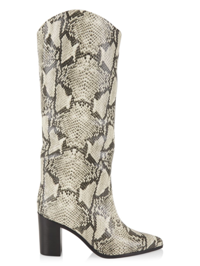 Shop Schutz Women's Analeah Snake-embossed Leather Tall Boots In Natural