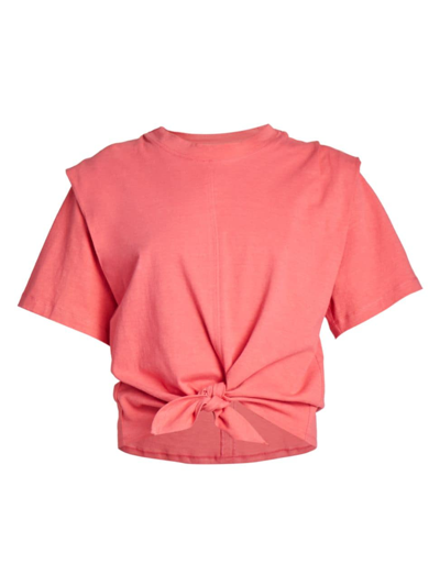 Shop Isabel Marant Women's Zelikia Structured Knotted T-shirt In Coral