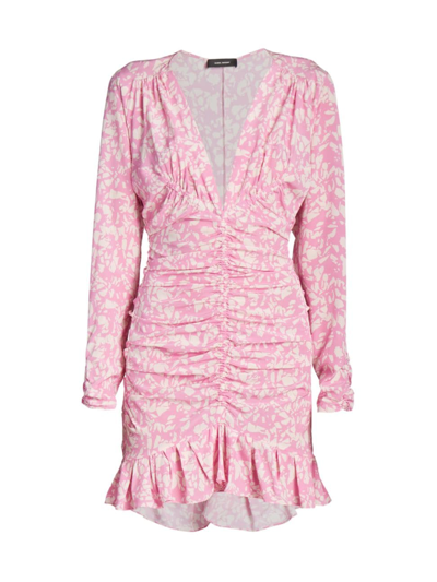 Shop Isabel Marant Women's Lara Printed Ruched Minidress In Pink