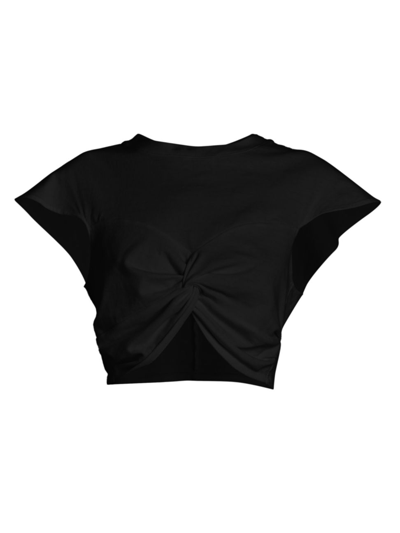 Shop Isabel Marant Women's Zineae Twisted Crop Top In Black