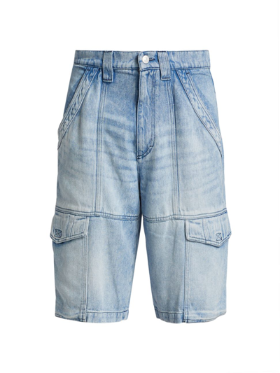 Shop Isabel Marant Men's Timy Denim Cargo Shorts In Light Blue
