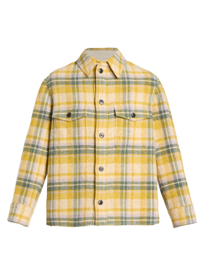 Shop Isabel Marant Men's Gervon Wool Shirt Jacket In Yellow Green