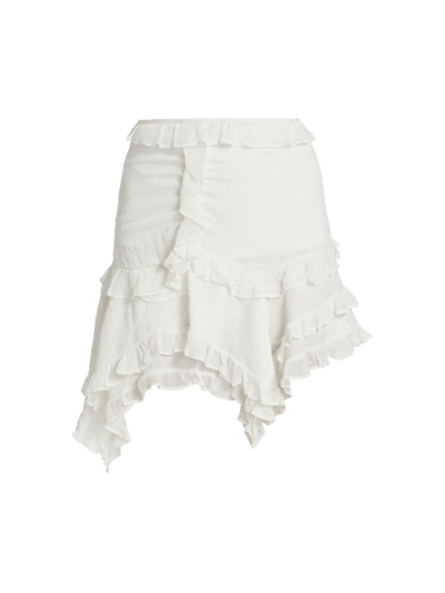 Shop Isabel Marant Women's Geneva Ruffle Asymmetric Mini Skirt In White