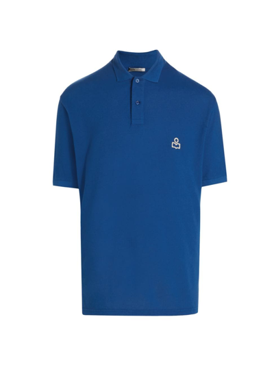 Shop Isabel Marant Men's Afko Cotton Polo Shirt In Blue
