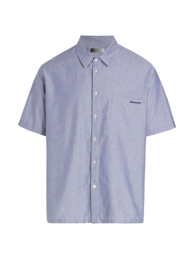 Shop Isabel Marant Men's Iggy Cotton Shirt In Blue